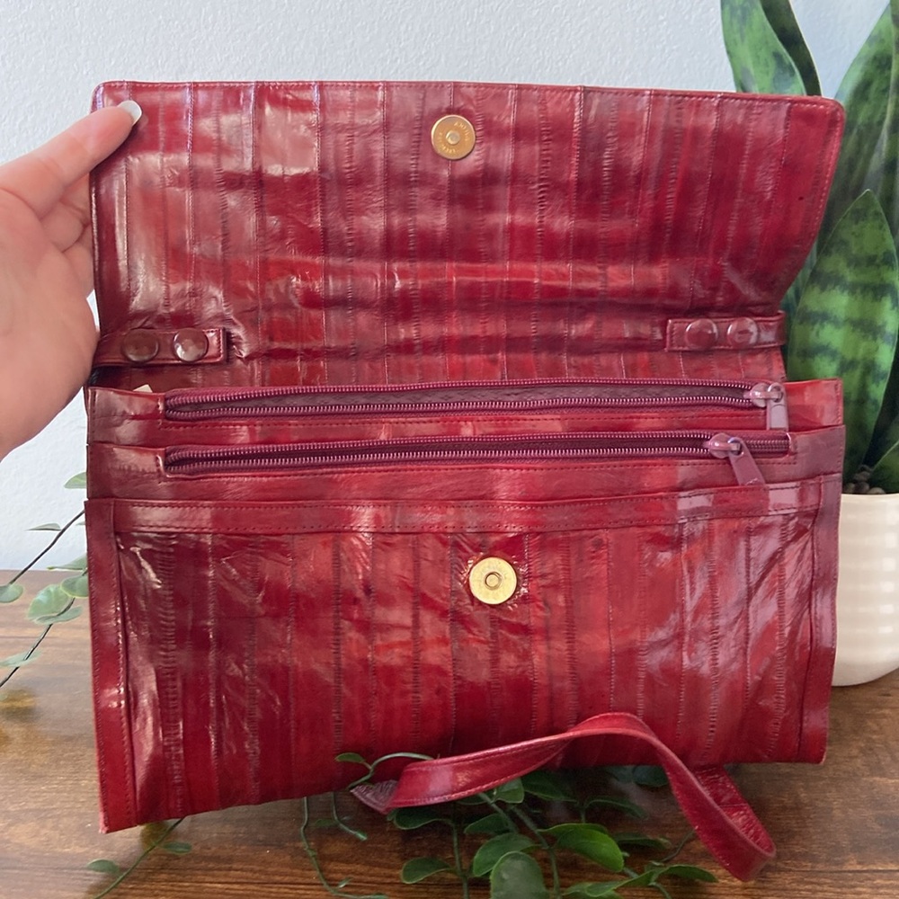 Vintage Red Eel Shoulder Bag or Clutch - Picture 12 of 16